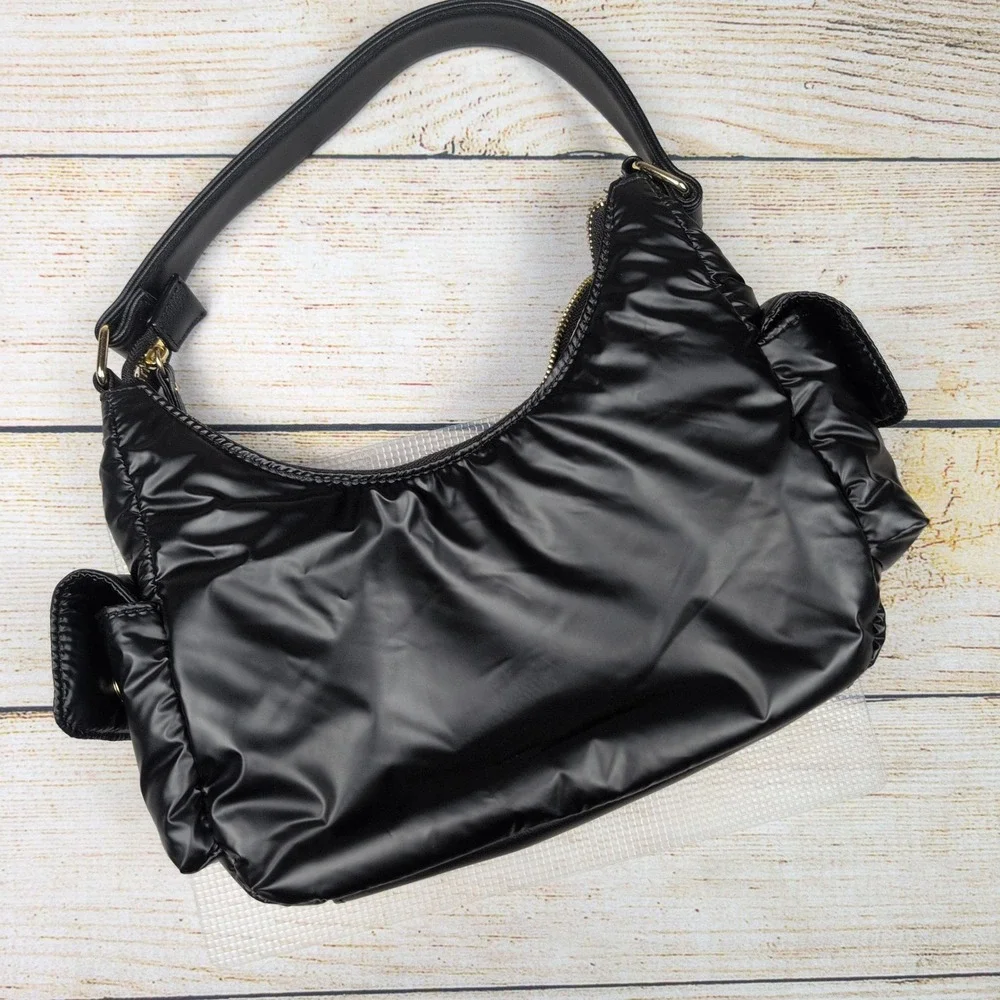 Juicy Couture Black Puffer hobo Shoulder Bag‎ Gold Tone Hardware Lining